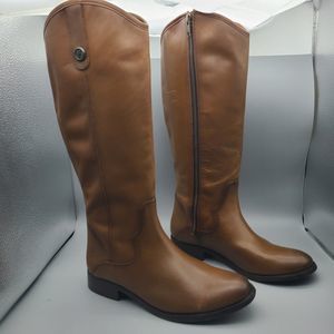 Frye Women boots Marissa Tall zipper Cognac Brown Leather Riding Size 7 NEW